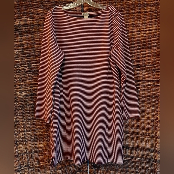 Duluth Trading Co Dresses & Skirts - Duluth Trading Co. Dress Women's XL Maroon Ponte Pro Striped Knee Length Pockets
